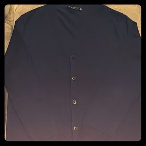 J Crew 100% Merino Wool Cardigan Navy Blue XL